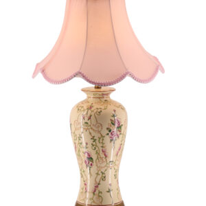 Beige Floral Ceramic Table lamp w/Shade